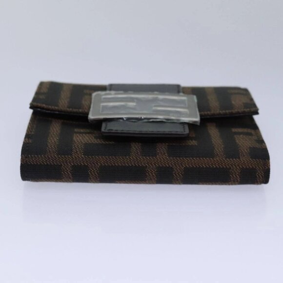 FENDI Zucca Canvas Wallet Black Brown Auth yk13705A - Picture 7 of 16